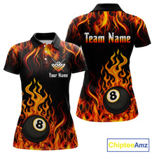 Load image into Gallery viewer, Billiard Fire 8 Ball Flame Custom Women&#39;s Billiard Shirts, Billiard Team Pool Jerseys |Orange TDM4011