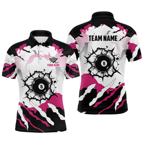 Funny Pink And White Camo 8 Ball Pool Break Custom Men Billiard Shirts, Billiard Jerseys Clothing TDM1834