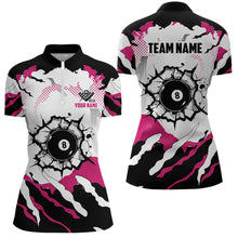 Load image into Gallery viewer, Funny Pink And White Camo 8 Ball Pool Break Custom Women Billiard Shirts, Billiard Jerseys Clothing TDM1834