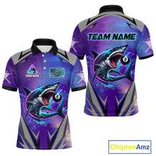 Load image into Gallery viewer, Personalized Shark 8 Ball Pool Billiard Shirt For Men Custom Purple Blue Billiard Team Jersey TDM4367