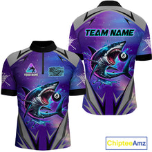 Load image into Gallery viewer, Personalized Shark 8 Ball Pool Billiard Shirt For Men Custom Purple Blue Billiard Team Jersey TDM4367
