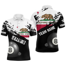 Load image into Gallery viewer, Personalized Grunge California Flag 8 Ball Billiard Shirts For Men Custom Patriotic Billiard Jersey TDM2046