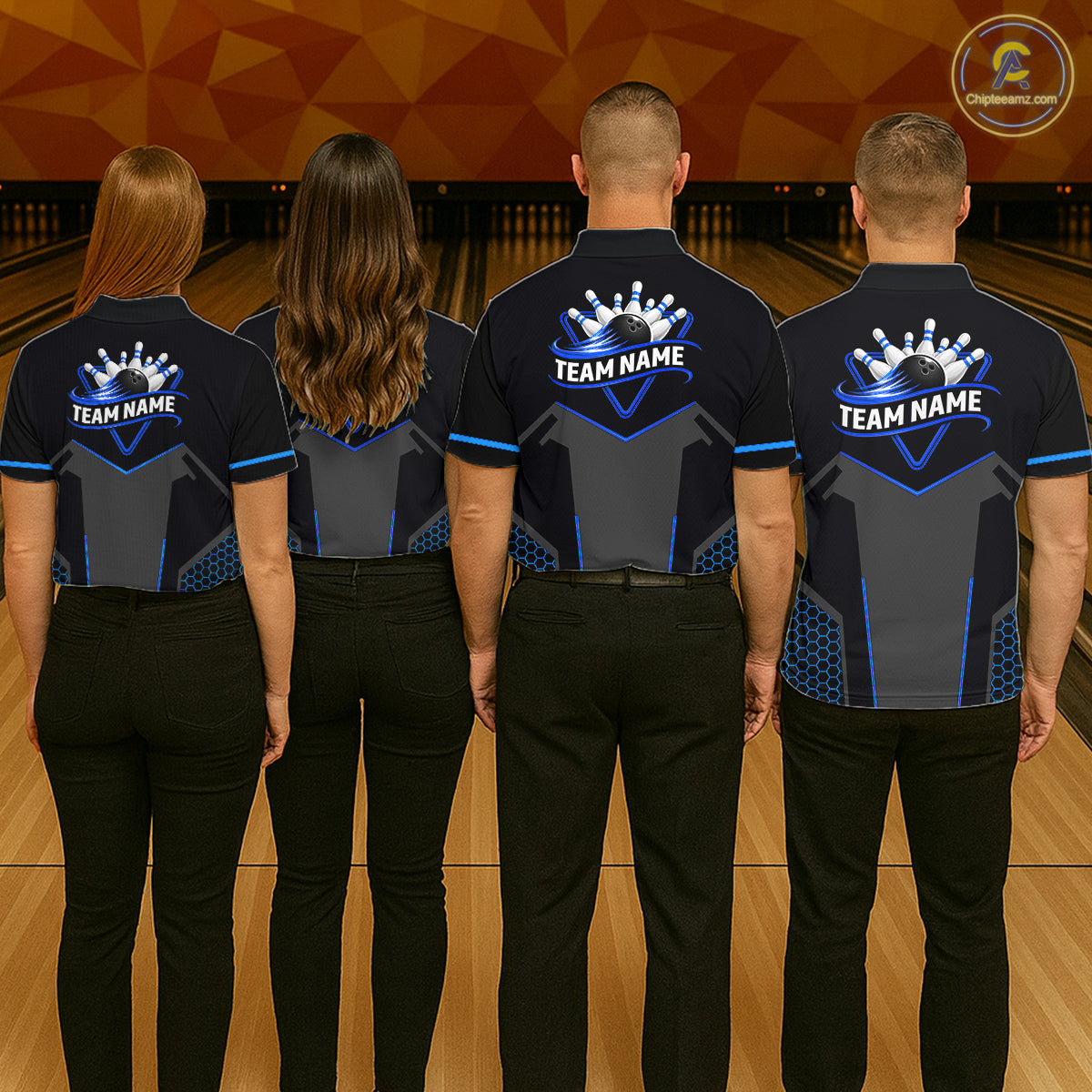 Personalized Bowling Jersey For Men Custom Black And Blue Bowling Team Shirt Polo & 1/4 Zip TDM6117