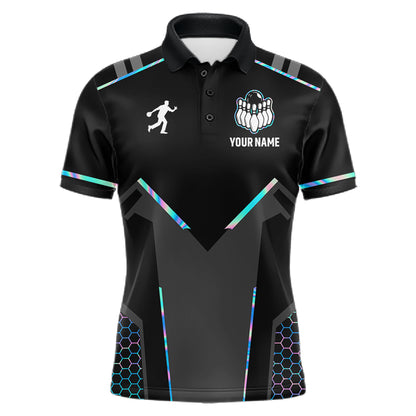 Personalized Holographic Bowling Jersey For Men Custom Bowling Team Shirts Polo & Quarter Zip TDM6118