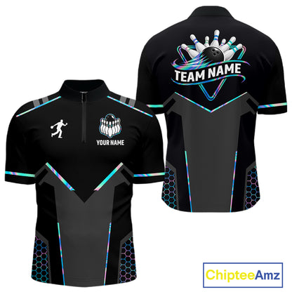 Personalized Holographic Bowling Jersey For Men Custom Bowling Team Shirts Polo & Quarter Zip TDM6118