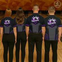 Load image into Gallery viewer, Personalized Bowling Jersey For Men, Custom Black And Purple Bowling Team Shirt Polo &amp; 1/4 Zip TDM6547