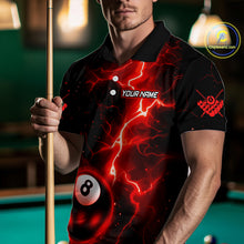 Load image into Gallery viewer, Red And Black 8 Ball Striking Thunder Lightning Billiard Shirt For Men Custom Pool Team Jerseys TDM4388