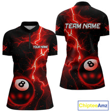 Load image into Gallery viewer, Red And Black 8 Ball Striking Thunder Lightning Billiard Shirt For Women Custom Pool Team Jerseys TDM4388