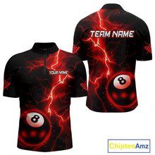 Load image into Gallery viewer, Red And Black 8 Ball Striking Thunder Lightning Billiard Shirt For Men Custom Pool Team Jerseys TDM4388