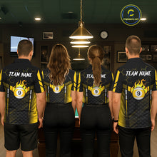 Load image into Gallery viewer, Personalized Yellow 9 Ball Flame Billiard Polo &amp; Quarter Zip For Women, 9 Ball Pool Team Jersey TDM6127