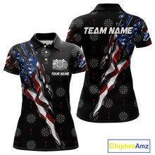 Load image into Gallery viewer, American Flag Scratch Darts Shirt For Women Custom Patriotic Dart Team Jersey Polo &amp; 1/4 Zip TDM4031