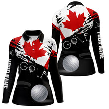 Load image into Gallery viewer, Personalized Grunge Canada Flag Womens Golf Polo Shirts Custom Patriotic Canadian Golf Shirts TDM1854