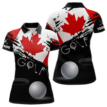 Load image into Gallery viewer, Personalized Grunge Canada Flag Womens Golf Polo Shirts Custom Patriotic Canadian Golf Shirts TDM1854