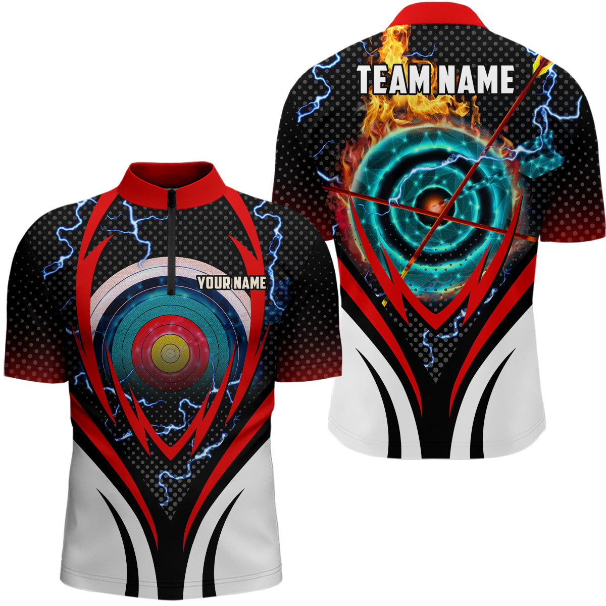 Archery Target Board On Flame Customized Archery Men Quarter-Zip Shirts, Gifts For Archers TDM0610
