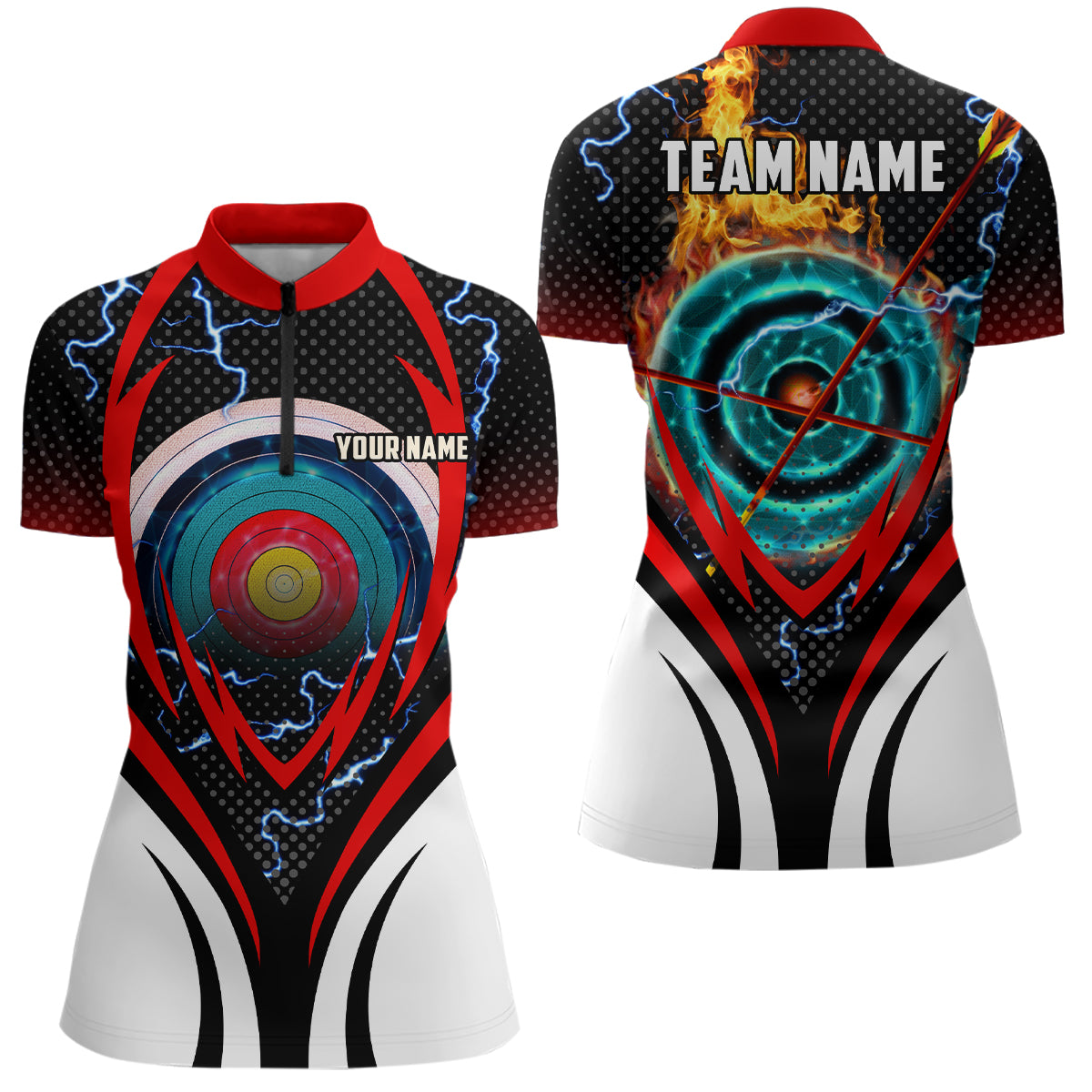 Archery Target Board On Flame Customized Archery Women Quarter-Zip Shirts, Gifts For Archers TDM0610