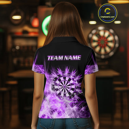 Purple Icy Light Womens Darts Polo & Quarter Zip Shirts Custom Dart Shirts For Team Darts Jerseys TDM5254