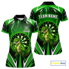 Load image into Gallery viewer, Green Funny Sauropod Darts Shirt For Women Custom Lightning Darts Team Jersey Polo &amp; 1/4 Zip TDM5967