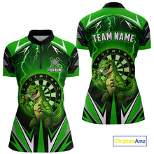 Load image into Gallery viewer, Green Funny Sauropod Darts Shirt For Women Custom Lightning Darts Team Jersey Polo &amp; 1/4 Zip TDM5967