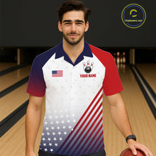 Load image into Gallery viewer, American Flag Hawaiian Bowling Shirt For Men Women Custom Patriotic Bowling Team Jersey |White TDM5971
