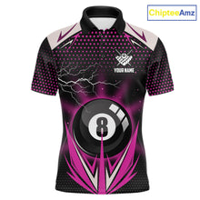 Load image into Gallery viewer, Pink 8 Ball Pool Billiard Jersey For Men Custom Lightning Billiard Team Shirt Polo &amp; Quarter Zip TDM6134