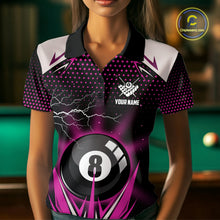 Load image into Gallery viewer, Pink 8 Ball Pool Billiard Jersey For Women Custom Lightning Billiard Team Shirt Polo &amp; Quarter Zip TDM6134