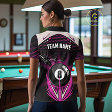 Load image into Gallery viewer, Pink 8 Ball Pool Billiard Jersey For Women Custom Lightning Billiard Team Shirt Polo &amp; Quarter Zip TDM6134