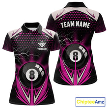 Load image into Gallery viewer, Pink 8 Ball Pool Billiard Jersey For Women Custom Lightning Billiard Team Shirt Polo &amp; Quarter Zip TDM6134