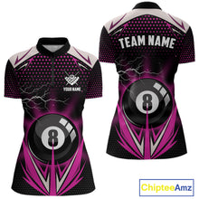 Load image into Gallery viewer, Pink 8 Ball Pool Billiard Jersey For Women Custom Lightning Billiard Team Shirt Polo &amp; Quarter Zip TDM6134