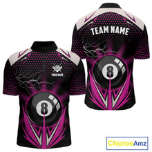 Load image into Gallery viewer, Pink 8 Ball Pool Billiard Jersey For Men Custom Lightning Billiard Team Shirt Polo &amp; Quarter Zip TDM6134