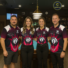 Load image into Gallery viewer, Red 8 Ball Pool Billiard Jersey For Men Custom Lightning Billiard Team Shirt Polo &amp; Quarter Zip TDM6136