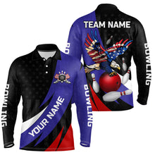 Load image into Gallery viewer, American Flag Eagle Bowling Polo, Quarter zip shirts For Men Custom Patriotic Team Bowling Jerseys NQS8977