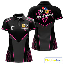 Load image into Gallery viewer, Personalized 8 Ball &amp; 9 Ball Pool Billiard Polo, 1/4 Zip For Women Custom Team Billiard Jersey|Pink TDM4048
