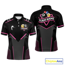 Load image into Gallery viewer, Personalized 8 Ball &amp; 9 Ball Pool Billiard Polo, 1/4 Zip For Men Custom Team Billiard Jersey|Pink TDM4048
