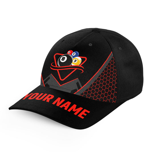 Personalized Black And Red Billiard Baseball Caps Custom Billiard Hats For Pool Player TDM4051