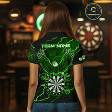 Load image into Gallery viewer, Personalized Thunder Lightning Eagle Green Darts Shirt Polo &amp; Quarter Zip For Women Dart Team Jersey TDM4834
