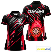 Load image into Gallery viewer, 3D Darts Board Fire Flame Custom Dart Shirts For Women, Best Dart League Jerseys Team Uniform |Red TDM5051