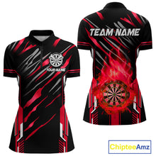 Load image into Gallery viewer, 3D Darts Board Fire Flame Custom Dart Shirts For Women, Best Dart League Jerseys Team Uniform |Red TDM5051