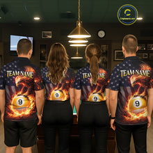 Load image into Gallery viewer, American Flag Flame 9 Ball Eagle Billiard Shirt For Women Custom Pool Team Shirt, Billiard Jersey TDM5788