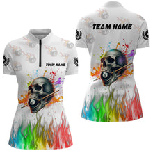 Load image into Gallery viewer, Funny Billiard Colorful Skull Personalized Women Quarter-Zip Shirts Billiard Attire For Team TDM1124