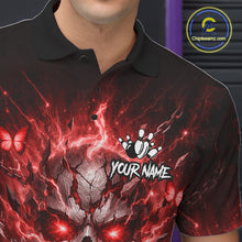 Load image into Gallery viewer, Personalized Red Butterfly Skull Bowling Shirt For Men Custom Bowling Jersey Polo &amp; 1/4 Zip TDM6385