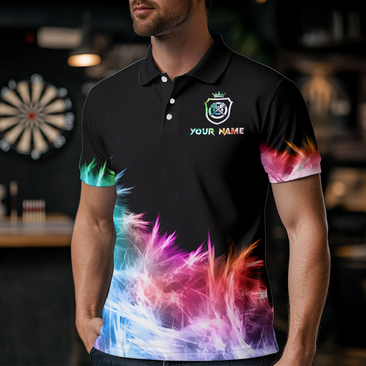 Icy Colorful Light Mens Darts Polo & Quarter Zip Shirts Custom Dart Shirts For Team Darts Jerseys TDM3283
