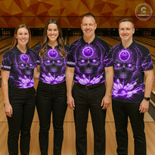 Load image into Gallery viewer, Personalized Lightning Skull Green Bowling Shirt For Women, Bowling Team Jersey Polo &amp; 1/4 Zip TDM6161