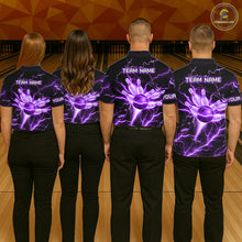 Load image into Gallery viewer, Personalized Lightning Skull Green Bowling Shirt For Women, Bowling Team Jersey Polo &amp; 1/4 Zip TDM6161