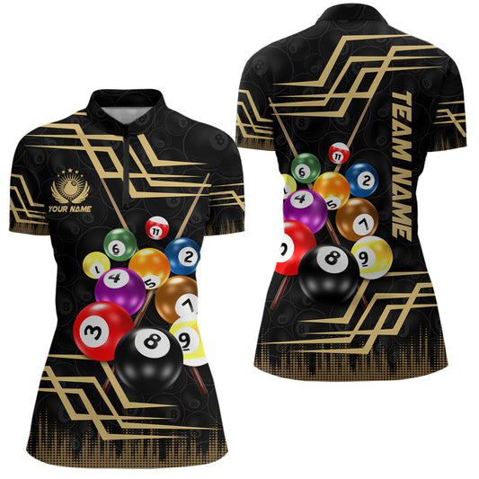 Personalized 3D Billiard Balls Quarter-Zip Shirts For Women Custom Billiards Outfit TDM0411