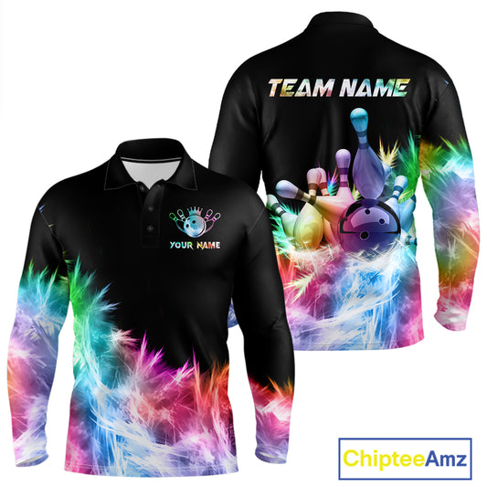 Icy Colorful Light Men's Bowling Shirt Custom Bowling Jersey Outfit Team Polo & Quarter Zip TDM4654