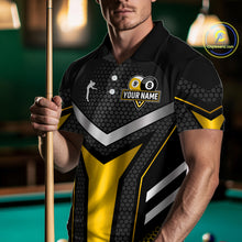 Load image into Gallery viewer, Personalized Billiard 8 Ball &amp; 9 Ball Pool Polo, 1/4 Zip For Men Custom Team Billiard Jersey|Yellow TDM4255