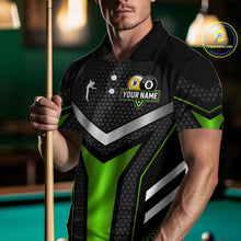 Load image into Gallery viewer, Personalized Billiard 8 Ball &amp; 9 Ball Pool Polo, 1/4 Zip For Men Custom Team Billiard Jersey|Green TDM4256