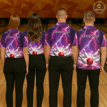 Load image into Gallery viewer, Custom Thunder Lightning Red &amp; Purple Bowling Shirt For Women, Bowling Team Jersey Polo &amp; 1/4 Zip TDM6189