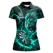 Load image into Gallery viewer, Custom Turquoise Dartboard Thunder Lightning Lion Darts Shirt For Women, Darts League Team Jersey TDM5816