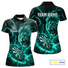 Load image into Gallery viewer, Custom Turquoise Dartboard Thunder Lightning Lion Darts Shirt For Women, Darts League Team Jersey TDM5816